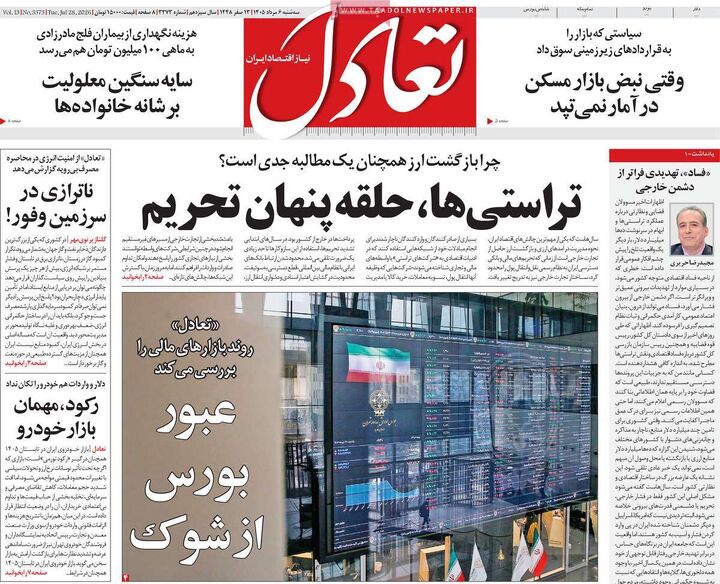 صفحه اول روزنامه های اقتصادی ۶ مرداد ۱۴۰۵