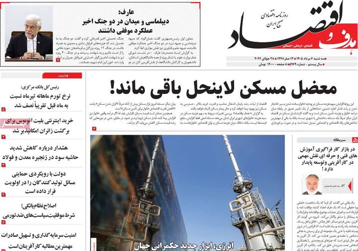 صفحه اول روزنامه های اقتصادی ۶ مرداد ۱۴۰۵