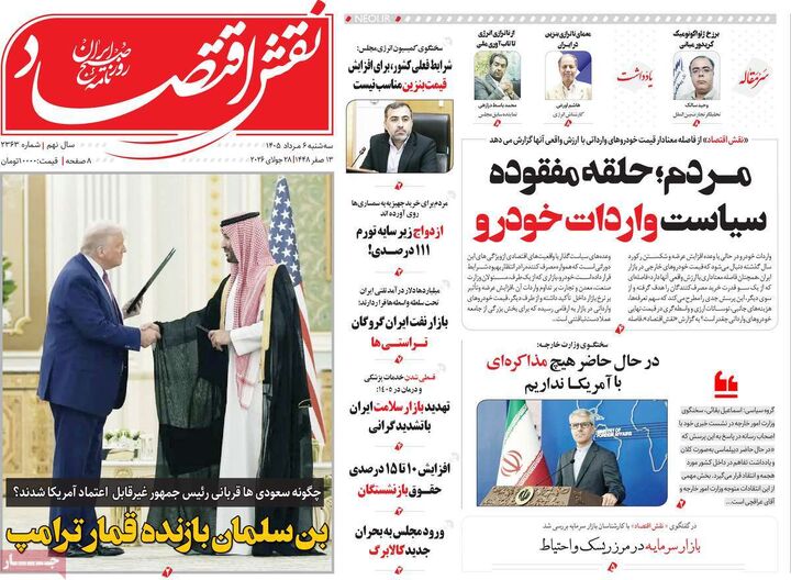 صفحه اول روزنامه های اقتصادی ۶ مرداد ۱۴۰۵