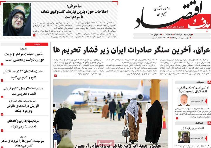 صفحه اول روزنامه های اقتصادی ۷ مرداد ۱۴۰۵