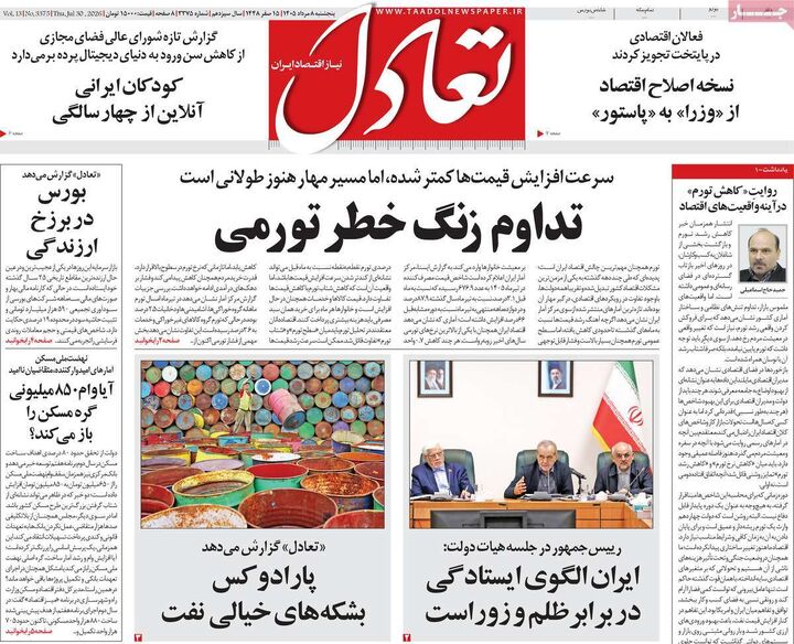صفحه اول روزنامه های اقتصادی ۸ مرداد ۱۴۰۵