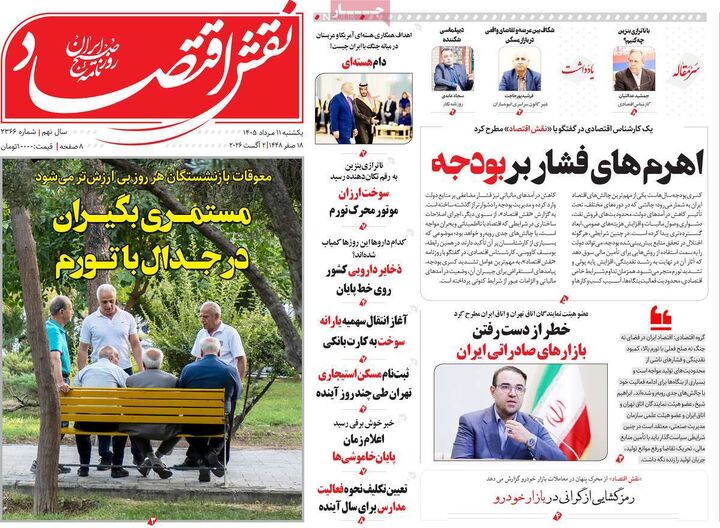 صفحه اول روزنامه های اقتصادی ۱۱ مرداد ۱۴۰۵