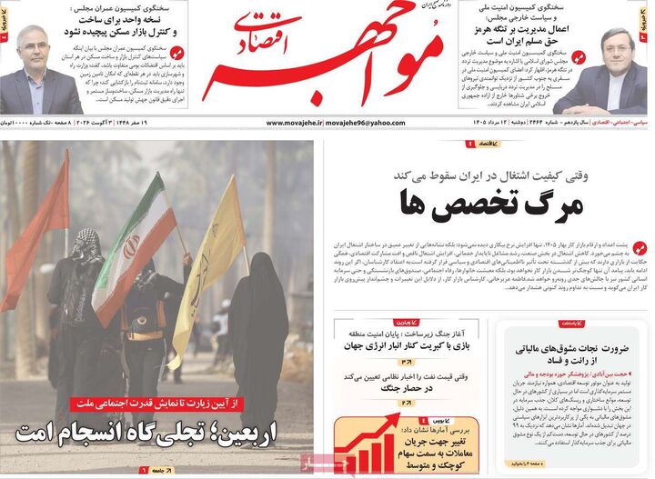صفحه اول روزنامه های اقتصادی ۱۲ مرداد ۱۴۰۵