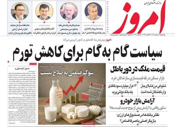 صفحه اول روزنامه های اقتصادی ۱۸ مرداد ۱۴۰۵