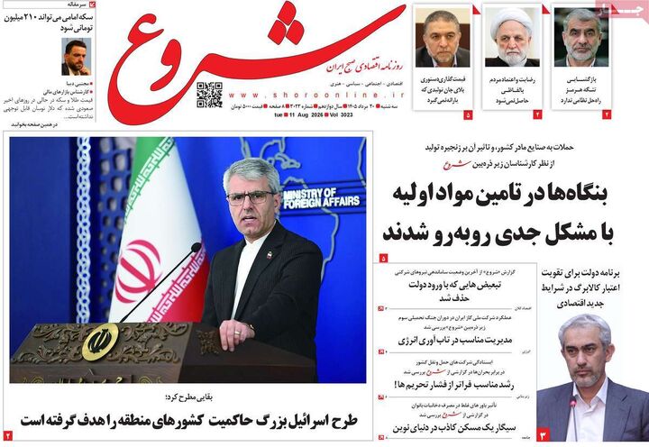 صفحه اول روزنامه های اقتصادی ۲۰ مرداد ۱۴۰۵