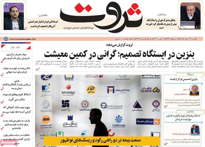 صفحه اول روزنامه های اقتصادی ۲۴ مرداد ۱۴۰۵