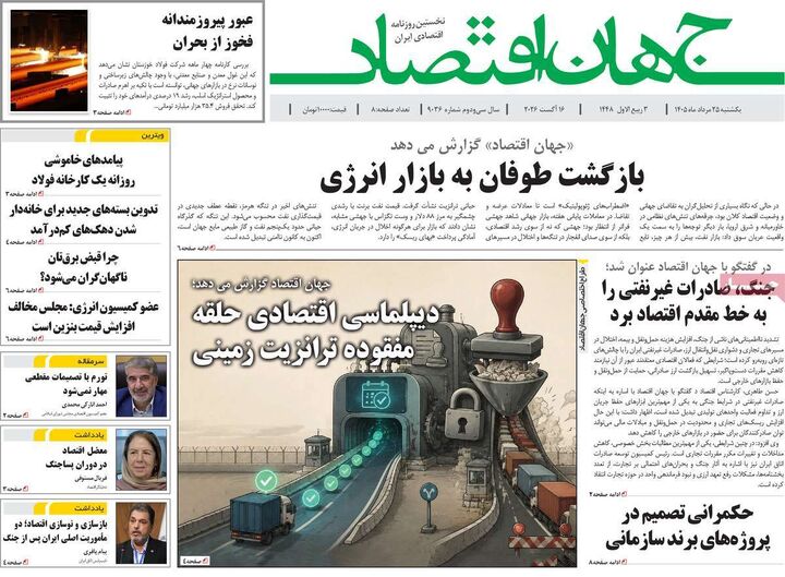 صفحه اول روزنامه های اقتصادی ۲۵ مرداد ۱۴۰۵