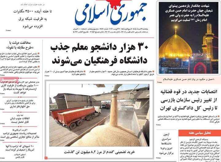 صفحه اول روزنامه های اقتصادی ۲۹ مرداد ۱۴۰۵