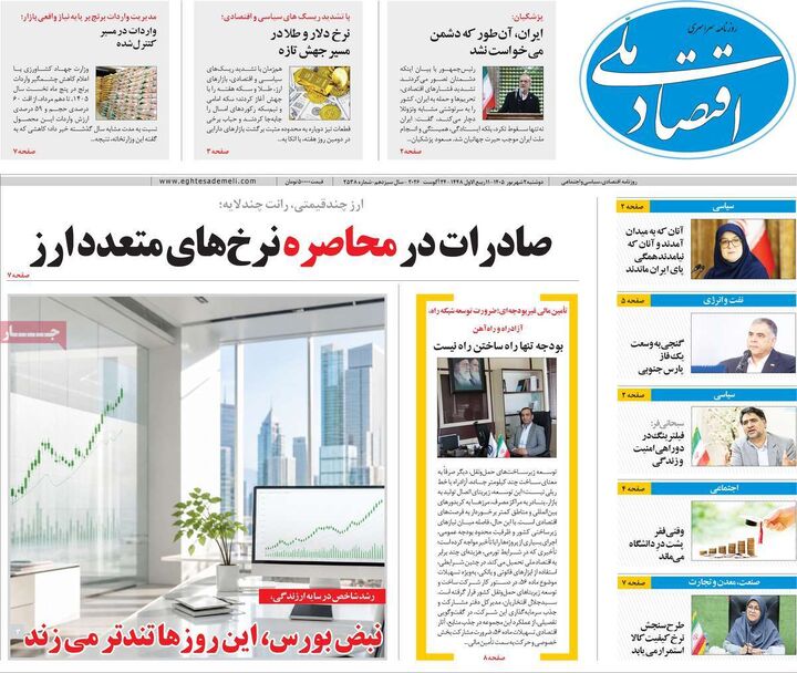 صفحه اول روزنامه های اقتصادی ۲ شهریور ۱۴۰۵