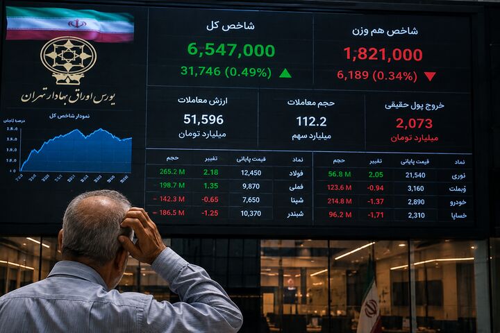 بورس زیر سایه عرضه‌ها؛ شاخص کل سبز ماند اما بدنه بازار عقب نشست