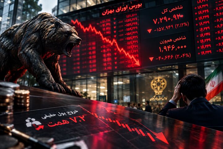 دومینوی فروش در بورس؛ شاخص کل به کانال ۷.۲ میلیون واحد برگشت