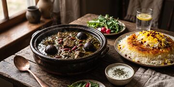طرز تهیه قورمه سبزی با سبزی خشک لعابدار