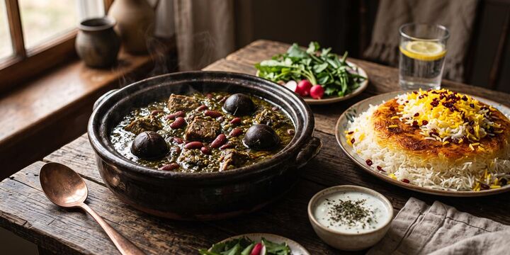 طرز تهیه قورمه سبزی با سبزی خشک لعابدار