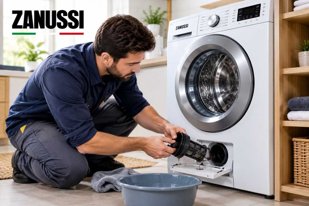 علت تخلیه نکردن ماشین لباسشویی زانوسی