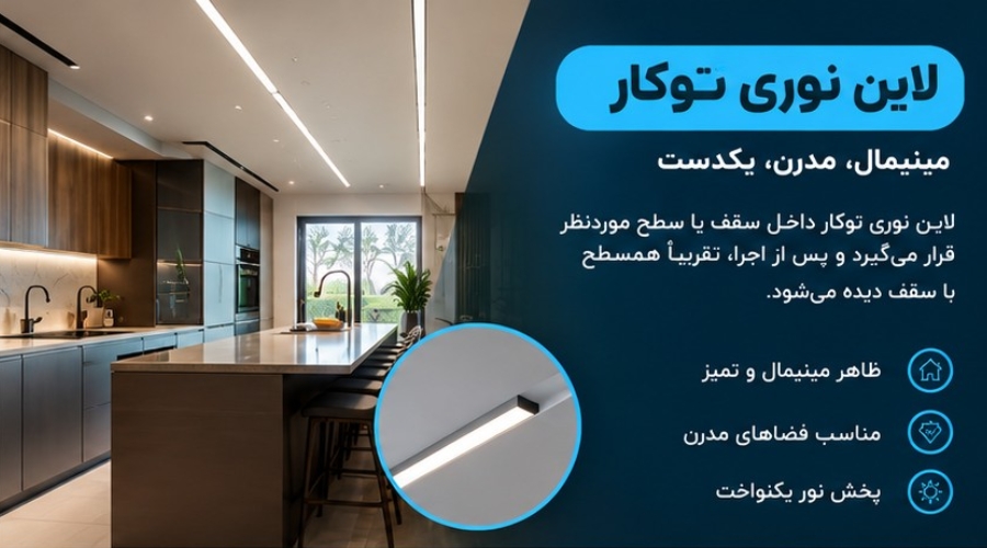 جدیدترین مدل های لاین نوری سقف پذیرایی، آشپزخانه و ... | پیاده سازی و اجرا