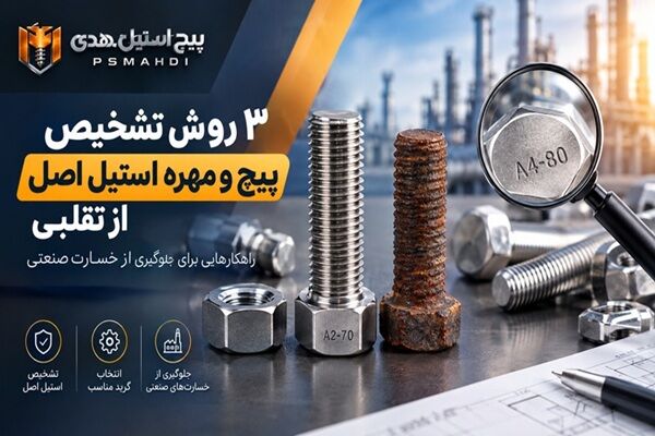 ۳ روش تشخیص پیچ و مهره استیل اصل از تقلبی (جلوگیری از خسارت صنعتی)