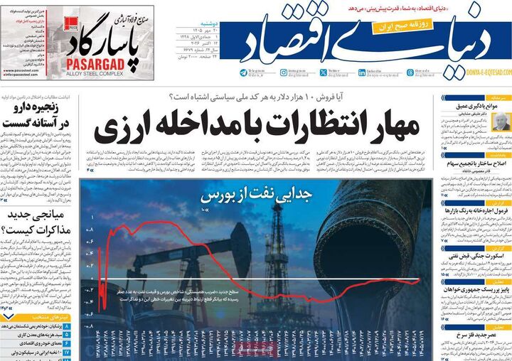 صفحه اول روزنامه های اقتصادی ۲۰ مهر ۱۴۰۵