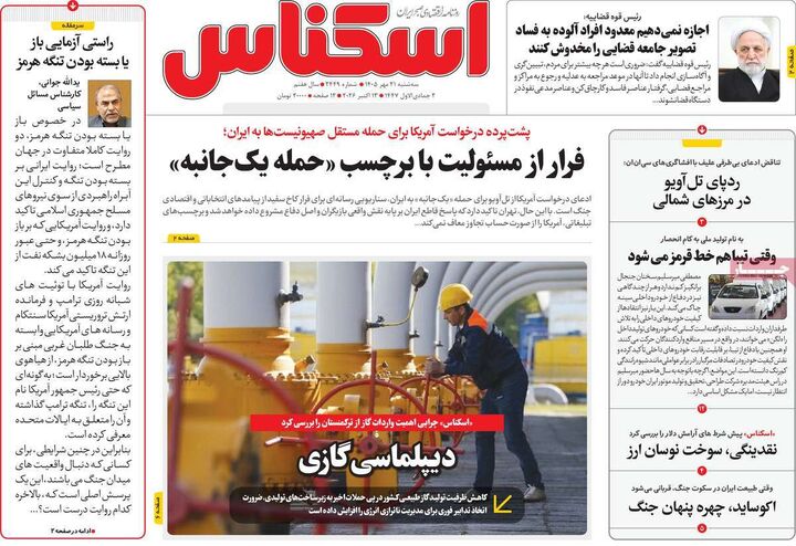 صفحه اول روزنامه های اقتصادی ۲۱ مهر ۱۴۰۵