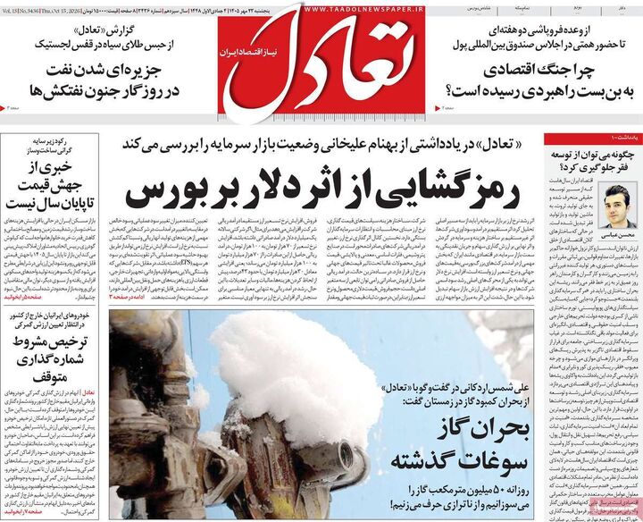 صفحه اول روزنامه های اقتصادی ۲۳ مهر ۱۴۰۵