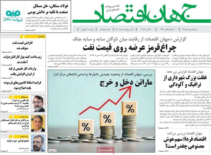 صفحه اول روزنامه های اقتصادی ۲۵ مهر ۱۴۰۵