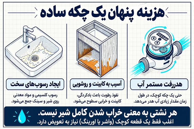 ۰ تا ۱۰۰ رفع چکه کردن شیر آب؛ از تشخیص نشتی تا تعمیر
