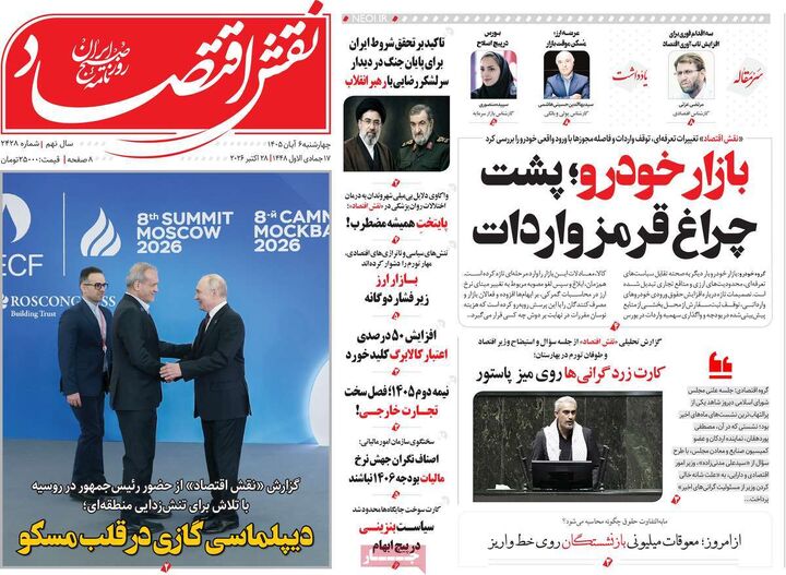 صفحه اول روزنامه های اقتصادی ۶ آبان ۱۴۰۵