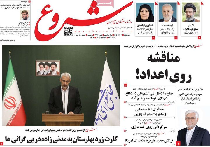 صفحه اول روزنامه های اقتصادی ۶ آبان ۱۴۰۵